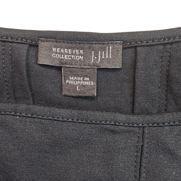 J. Jill Dress Wearever Collection Black, rayon & Spandex, pleated front, sz L - Picture 3 of 11